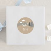 "Woodland's welcome" - Baby Shower Stickers in Kraft by Jennifer Wick - For Scale