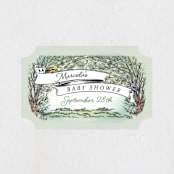 "Victorian Forest Scene" - Baby Shower Stickers in Mint by Becky Nimoy - Close-Up