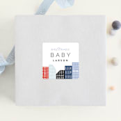 "Modern new kid on the block" - Baby Shower Stickers in Sky by Alethea and Ruth - For Scale