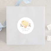 "Little Chick" - Baby Shower Stickers in Blush by Carolyn MacLaren - For Scale