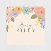 "Petite Garden" - Baby Shower Stickers in Flamingo by Jennifer Wick - Close-Up