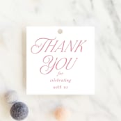 "Doodle Bow Frame" - Baby Shower Favor Tags in Petal by Jackie Crawford - Front