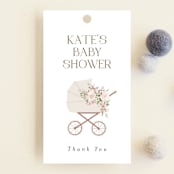 "Baby Carriage" - Baby Shower Favor Tags in Dusty Rose by Itsy Belle Studio - Front