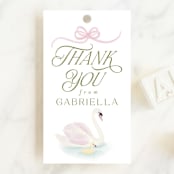 "Swan Princess" - Baby Shower Favor Tags in Ballet Slipper by Jenna Holcomb - Front