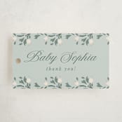 "Little Love Story" - Baby Shower Favor Tags in Sage by Ana de Sousa - Front