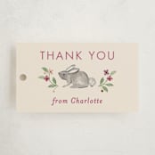 "Trellis" - Baby Shower Favor Tags in Mulberry by Sarah Knight - Front