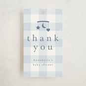 "Gingham Mobile" - Baby Shower Favor Tags in Baby blue by Stacey Meacham - Front