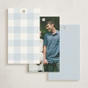 "Gingham Mobile" - Baby Shower Favor Tags in Baby blue by Stacey Meacham - Back of Tag Options
