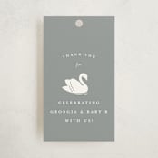 "Swan Shower" - Baby Shower Favor Tags in Charcoal by Megan Davis - Front