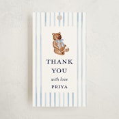 "Pinstripe" - Baby Shower Favor Tags in Cloud by Sarah Knight - Front