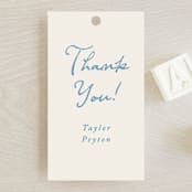 "ribbon bow drawing" - Baby Shower Favor Tags in Dusty Blue by Cass Loh - Front