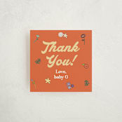 "Modern Peach Floral" - Baby Shower Favor Tags in Daffodil by Felicia Balestrere - Front