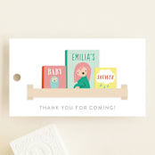 "Modern Book Shelf" - Baby Shower Favor Tags in Brights by Itsy Belle Studio - Front