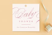 "Classique" - Baby Shower Favor Tags in Peony by Carolyn MacLaren - Front
