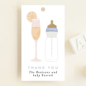 "Mimosas and Milk" - Baby Shower Favor Tags in Sky by Alethea and Ruth - Front
