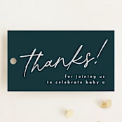 "Like a shower but cooler" - Baby Shower Favor Tags in Spruce by Lea Delaveris - Front