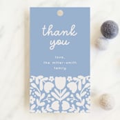 "Tulips" - Baby Shower Favor Tags in Sky by Kelly Watkins - Front