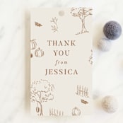 "autumn toile" - Baby Shower Favor Tags in Acorn by Rebecca Durflinger - Front