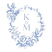 "Custom Monogram Wreath Crest" - Commissioned Design Element in blue by Teju Reval