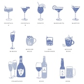 "Custom Color Food and Drink Icons Set of 5" - Commissioned Design Element in multicolorassorted-colors by Jenna Holcomb
