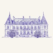 "Custom Monochrome Watercolor Venue" - Commissioned Design Element in beige by Cass Loh