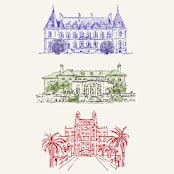 "Custom Monochrome Watercolor Venue" - Commissioned Design Element in beige by Cass Loh