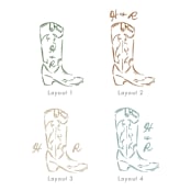 "Custom Monogram Cowboy Boot Crest" - Commissioned Design Element in multicolor by Claudia Orengo