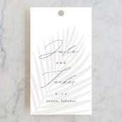 "Faded Palm" - Wedding Favor Tags in Mist by Lauren Chism - Front