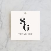 "Modern Initials" - Wedding Favor Tags in Buttercream by Lori Wemple - Front