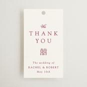 "Double Peony" - Wedding Favor Tags in Ruby by Janean Hinger - Front