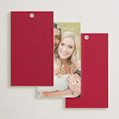 "Double Peony" - Wedding Favor Tags in Ruby by Janean Hinger - Back of Card Options