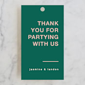 "Bold Type" - Wedding Favor Tags in Parrot by Owl and Toad - Front