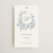 "Wreath In Bloom" - Wedding Favor Tags in Lake by Leah Bisch - Front