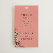 "Birds of Paradise" - Wedding Favor Tags in Coral by Julie Hebert - Front