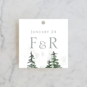 "On the Slopes" - Wedding Favor Tags in Fog by Mere Paper - Front