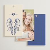 "Santa Catalina" - Wedding Favor Tags in Marseille Blue by Ani Somi - Back of Card Options