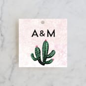 "Cacti" - Wedding Favor Tags in Rose Crystal by Cass Loh - Front