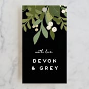 "Laurel of Greens" - Wedding Favor Tags in Midnight by Jennifer Wick - Front