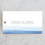 "Watercolour Stripe" - Wedding Favor Tags in Azure by Bethan - Front
