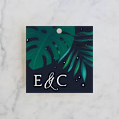 "Paradise" - Wedding Favor Tags in Midnight Ocean by GeekInk Design - Front