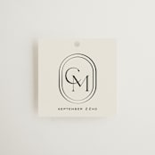 "Modern Monogram" - Wedding Favor Tags in Latte by Jackie Crawford - Front