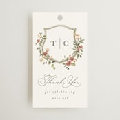 "Foliage Crest" - Wedding Favor Tags in Mulberry by Everett Paper Goods - Front