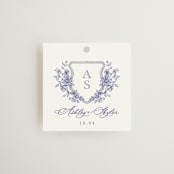 "watercolor flowers crest" - Wedding Favor Tags in Dusty Blue by Cass Loh - Front