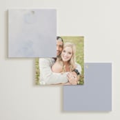 "watercolor flowers crest" - Wedding Favor Tags in Dusty Blue by Cass Loh - Back of Card Options