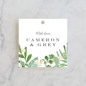 "Leafy ampersand" - Wedding Favor Tags in Mint Leaf by Jennifer Wick - Front