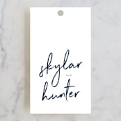 "Funky Names" - Wedding Favor Tags in Navy by Phrosné Barwood - Front