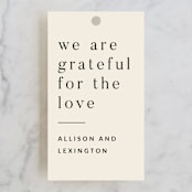 "Lineup" - Wedding Favor Tags in Latte by Jennifer Lew - Front