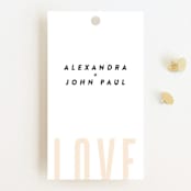 "With Great Joy" - Wedding Favor Tags in Peach by Up Up Creative - Front