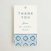 "watercolor tile" - Wedding Favor Tags in Navy by Anastasia Makarova - Front