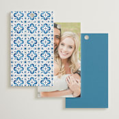 "watercolor tile" - Wedding Favor Tags in Navy by Anastasia Makarova - Back of Card Options